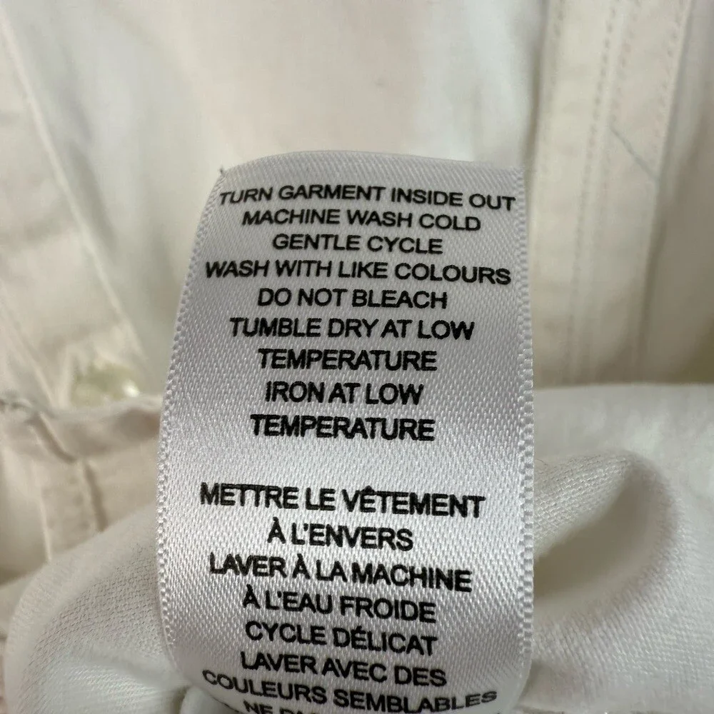 Cleo long sleeve shirt button up  cream White Shirt collared shiny buttons - Picture 12 of 13